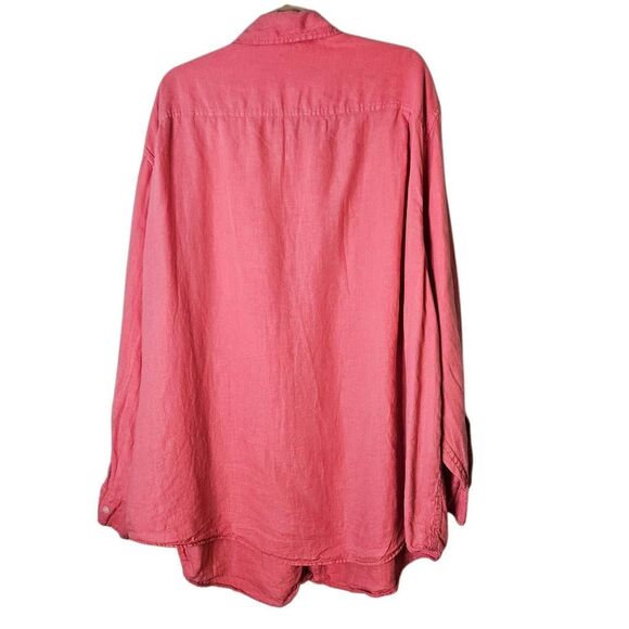 Caribbean men's linen button down,  pink. 3XB, #843. - Picture 2 of 5